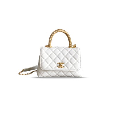 CHANEL MINI 25A CALFSKIN QUILTED TOP HANDLE FLAP BAG AS2212 (19*13*9cm)